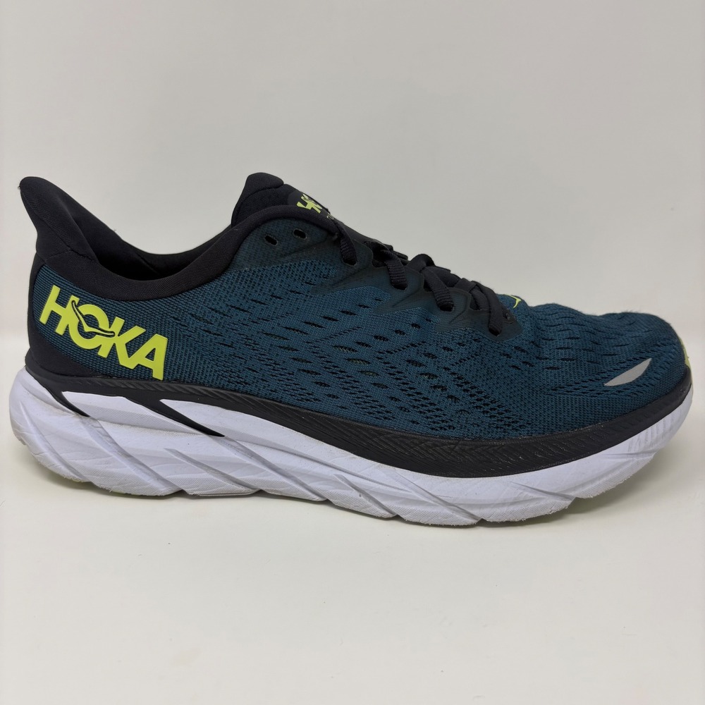 Hoka Clifton 8 Mens Size 10 Blue Green Athletic Running Shoes Sneakers